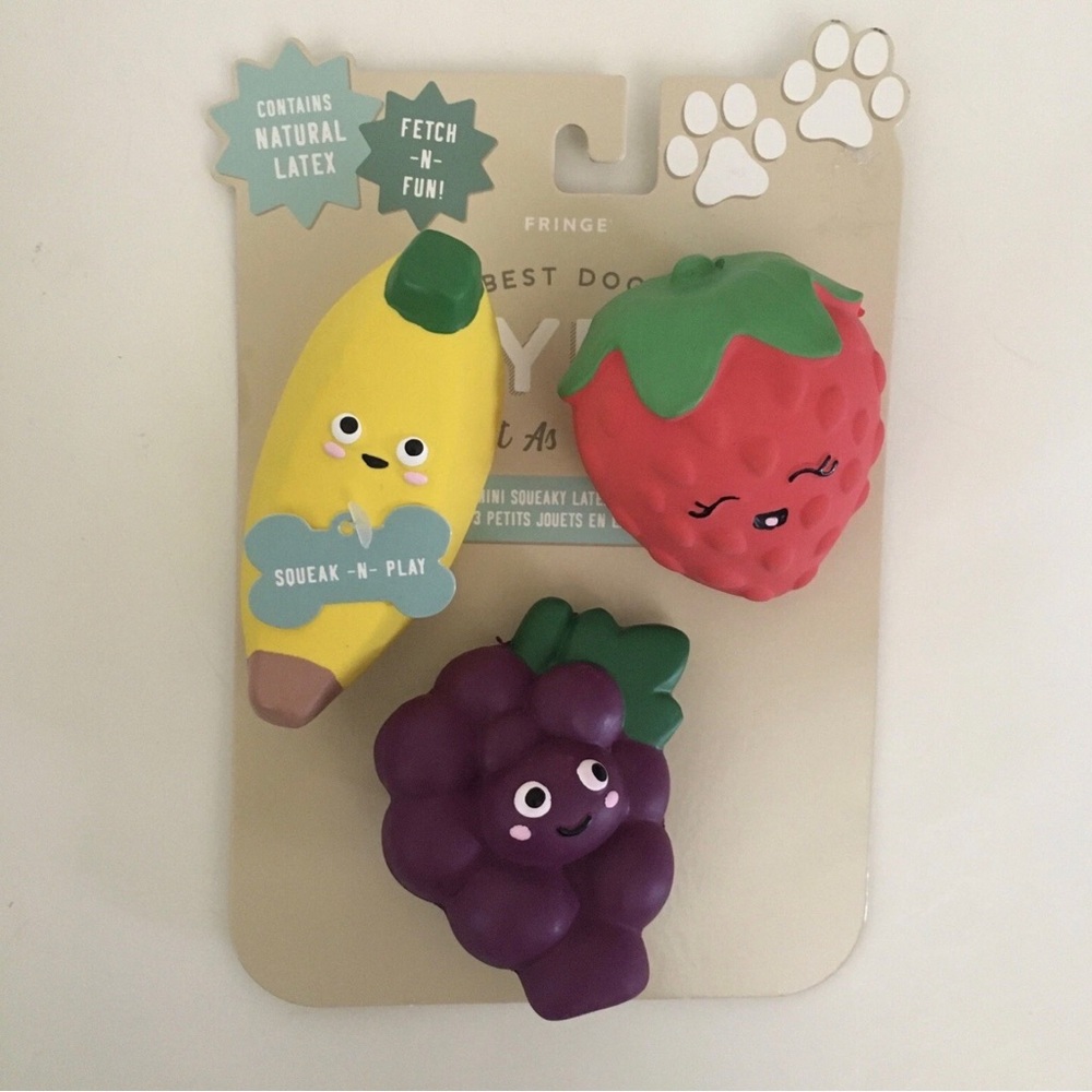 Dog Toys 3 Mini Squeaky Latex “Sweet as Can Be” Food Fetch and Play NEW | Fringe